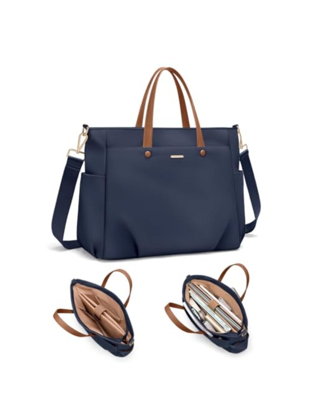 Nylon Laptop Tote Bag 14" Padded Compartment Shoulder Bag for Work Travel